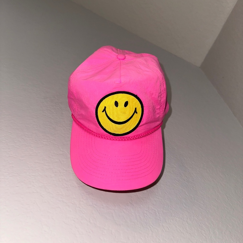 Aviator Nation Pink Smiley Face Hat Snap back